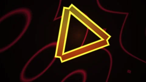 Abstract Geometric Triangle Shape with Neon Glow Effect on Dark Background. Stock Footage 334463533