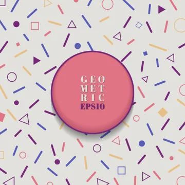 Abstract geometric triangle, square and rounded lines pastel color pattern ba Stock Illustration