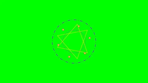 Abstract geometric triangle symbol with circular patterns on green screen Stock Footage 340266396