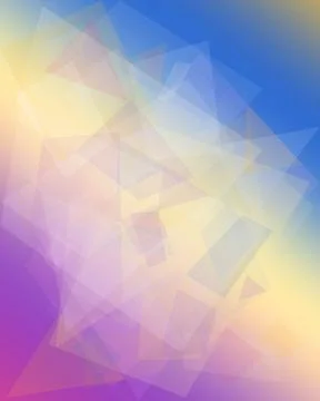 Abstract geometric triangles in blue, purple, and yellow create a soft futu.. Illustrazione stock