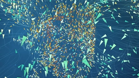 Abstract Geometric Triangles Featuring Dynamic Flow of Motion and Connection Stock Footage 300263840