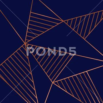 Abstract geometric triangles low polygon copper pattern on blue background lu Stockillustratie
