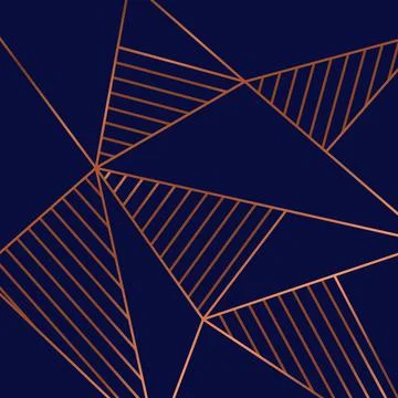 Abstract geometric triangles low polygon copper pattern on blue background lu 스톡 일러스트