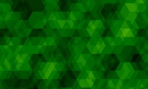 Abstract geometric triangular and hexagon pattern in dark green mosaic  Illustrazione stock