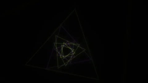 Abstract Geometric Triangular Fractal Animation in Dark Space. Видео 334463624