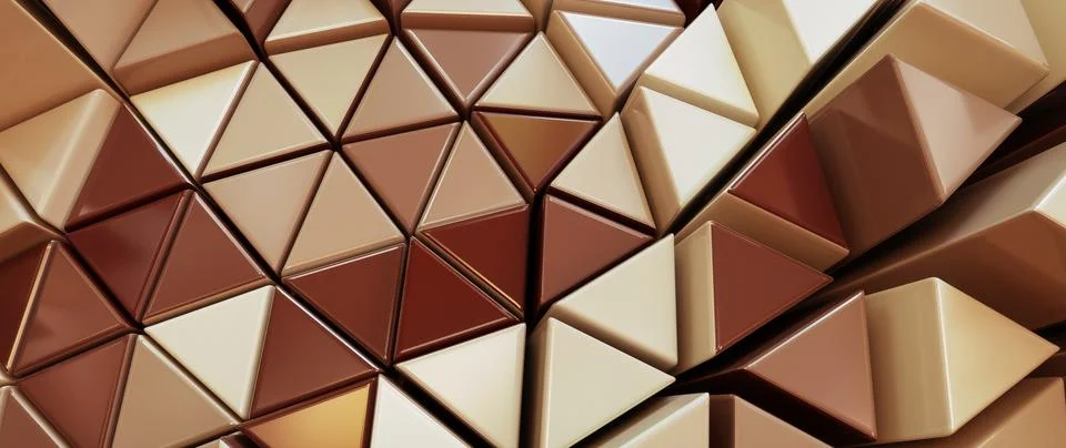 Abstract Geometric Triangular Prism Pattern in Brown and Cream Creating Tex.. Stock Illustration