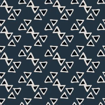Abstract geometric triangular shapes seamless patter on black background. Sim Stock Illustration