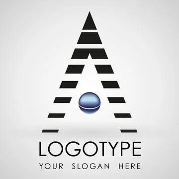 Abstract geometric trinagle lines with 3D sphere logo design vector icon. Tri Stock Illustration