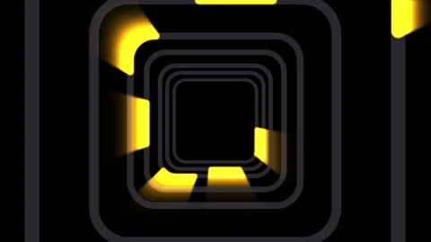 Abstract geometric tunnel background with glowing yellow light rays Stock Footage 336383367