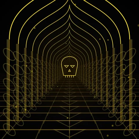 Abstract geometric tunnel background with repeating arch lines Stock Footage 345689988