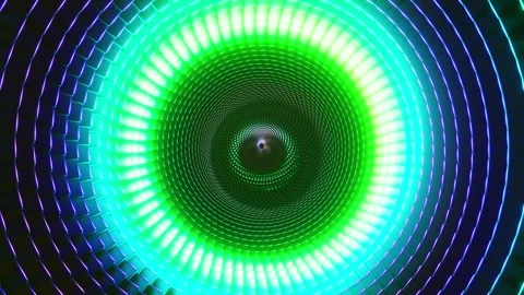 Abstract geometric tunnel composed of green and blue blocks with shifting 스톡 동영상 340251591