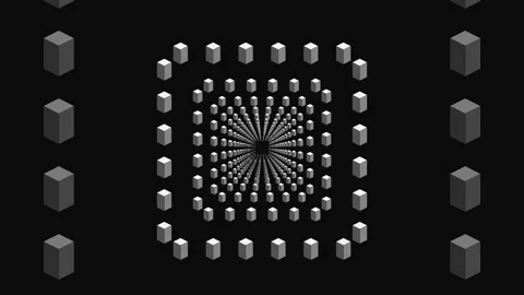 Abstract geometric tunnel of gray cubes receding into darkness Stock Footage 335940657