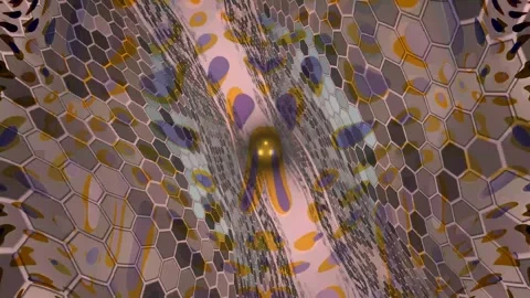 Abstract geometric tunnel of hexagons and organic shapes an immersive effect Vidéo 334825284