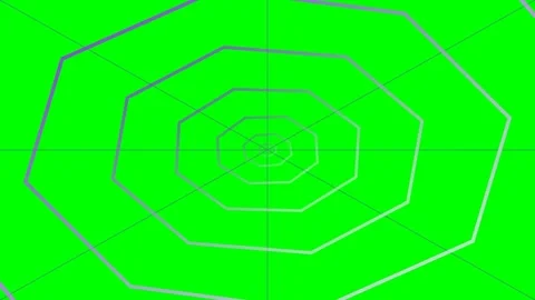 Abstract geometric tunnel of light blue octagons on a vibrant green backgroun Stock-Footage 340266723