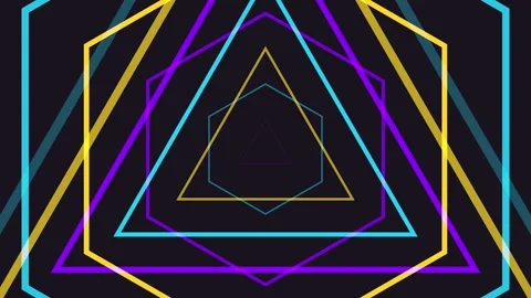 Abstract geometric tunnel with neon triangles in motion during a digital tr.. Stock Footage 340950078