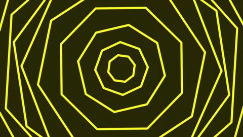 Abstract geometric tunnel pattern, hypnotic repeating yellow line design Stock Footage 341055677