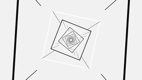 Abstract geometric tunnel of rotating black and white squares Stock Footage 336349577