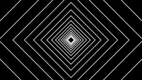 Abstract geometric tunnel with white lines on black background Stock Footage 344425869