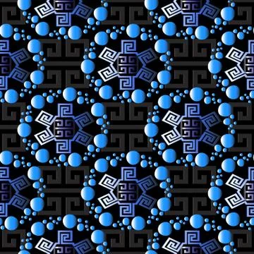 Abstract geometric vector 3d seamless pattern. Greek background. Modern ornam Ilustración de archivo