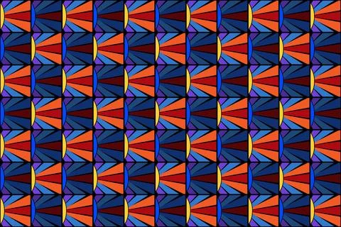 Abstract Geometric Vector Background with Colorful Fan Shapes Stock Illustration