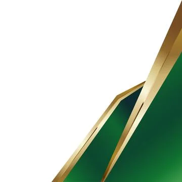 Abstract Geometric Vector Background with Green and Gold Angular Bands Illustration