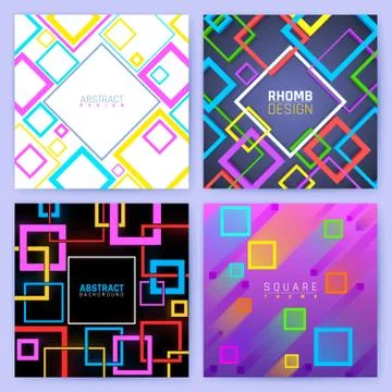 Abstract geometric vector backgrounds with color squares. Creative design Ilustración de archivo