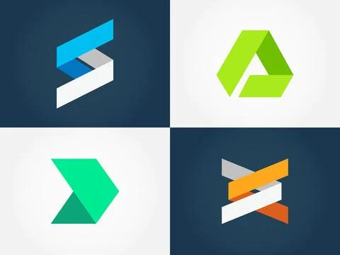 Abstract geometric vector logo collection Stock Illustration