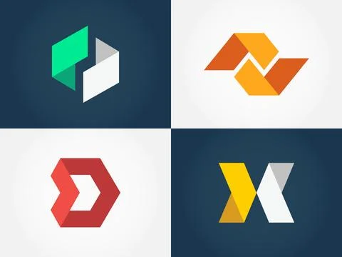 Abstract geometric vector logo collection Stock Illustration