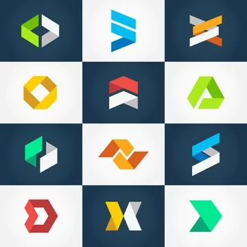Abstract geometric vector logo collection Stock Illustration