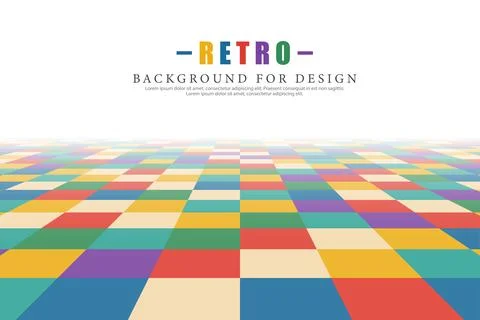 Abstract geometric vector retro background with perspective. Color tile mosai Illustrazione stock