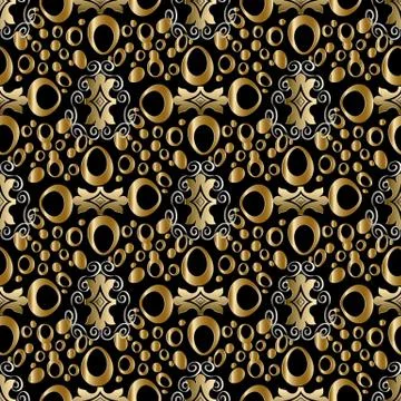 Abstract geometric vector seamless pattern. Gold vintage background. Floral d Stock Illustration