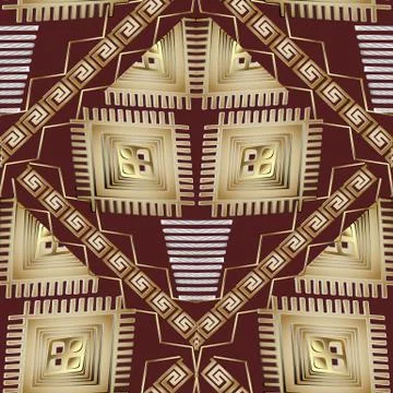 Abstract geometric vector seamless pattern. Black gold ethnic ba Illustrazione stock