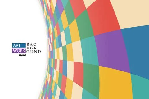 Abstract geometric vector wall background with perspective. Color tile mosaic Stock Illustration