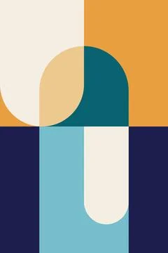 Abstract Geometric Wall Art in Mid-Century Modern Style Stock Illustration