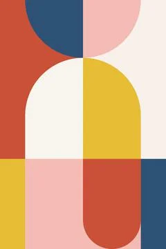 Abstract Geometric Wall Art in Mid-Century Modern Style Stock Illustration