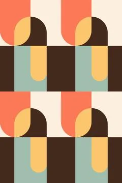 Abstract Geometric Wall Art in Mid-Century Modern Style Stock Illustration