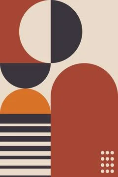 Abstract Geometric Wall Art in Mid-Century Modern Style Stock Illustration