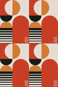 Abstract Geometric Wall Art in Mid-Century Modern Style Stock Illustration