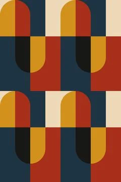 Abstract Geometric Wall Art in Mid-Century Modern Style Stock Illustration