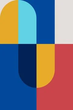 Abstract Geometric Wall Art in Mid-Century Modern Style Stock Illustration