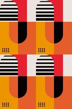 Abstract Geometric Wall Art in Mid-Century Modern Style Stock Illustration