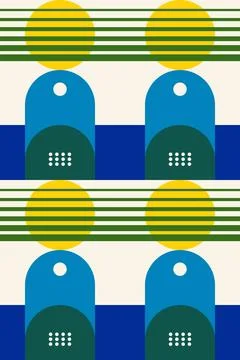 Abstract Geometric Wall Art in Mid-Century Modern Style Stock Illustration