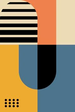 Abstract Geometric Wall Art in Mid-Century Modern Style Stock Illustration