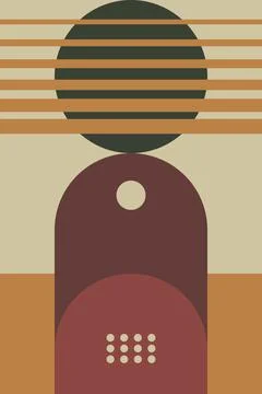 Abstract Geometric Wall Art in Mid-Century Modern Style Stock Illustration