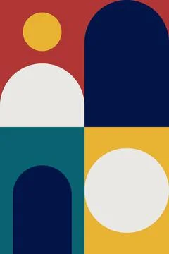 Abstract Geometric Wall Art in Mid-Century Modern Style Stock Illustration