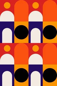 Abstract Geometric Wall Art in Mid-Century Modern Style Stock Illustration