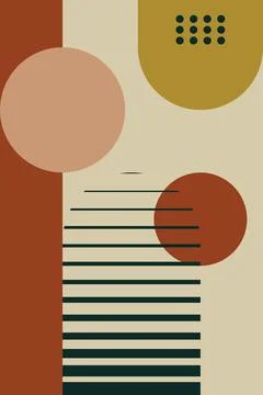 Abstract Geometric Wall Art in Mid-Century Modern Style Stock Illustration