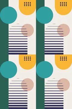Abstract Geometric Wall Art in Mid-Century Modern Style Stock Illustration
