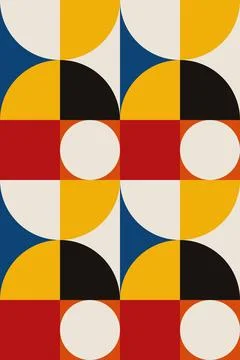 Abstract Geometric Wall Art in Mid-Century Modern Style Stock Illustration