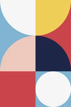 Abstract Geometric Wall Art in Mid-Century Modern Style Stock Illustration